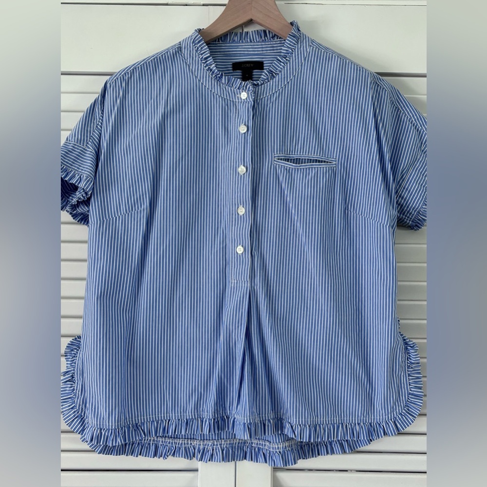 J Crew short sleeve blouse with ruffle detail
